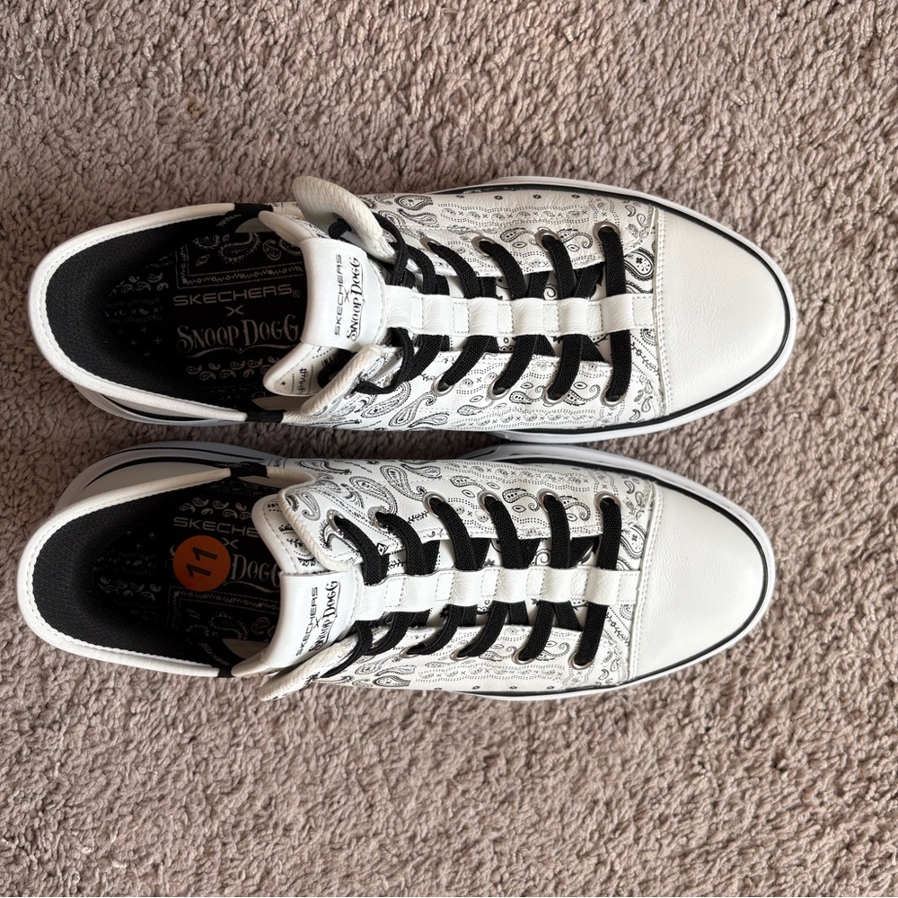 Snoop Dog x Skechers Black and White Paisley Sneakers 11